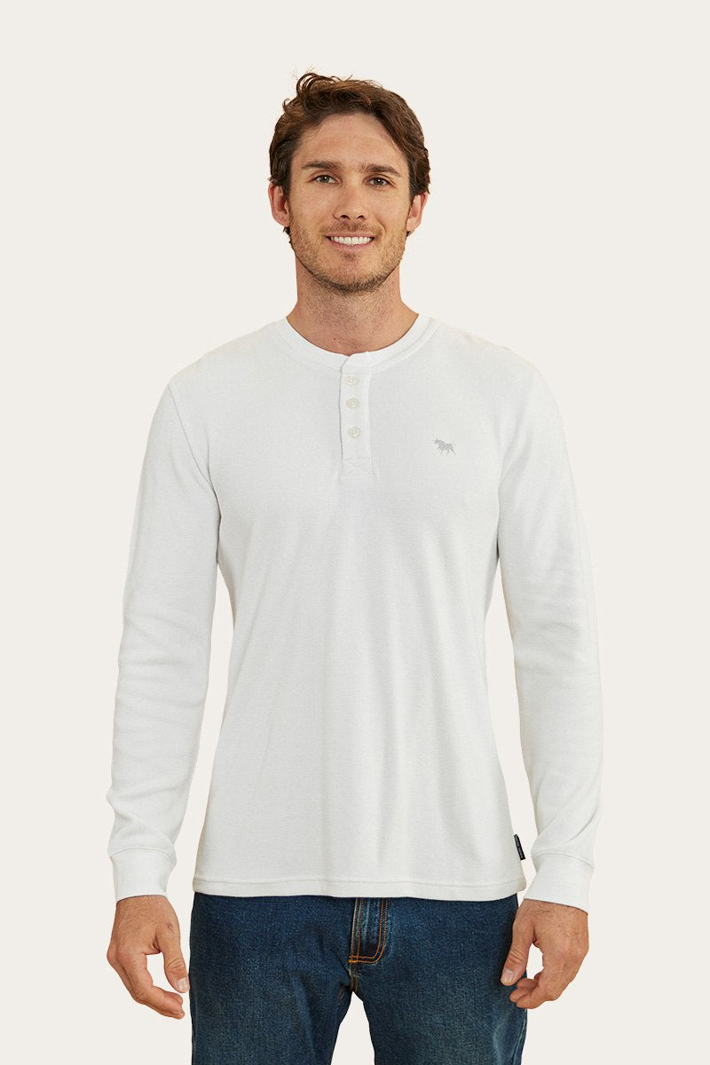 Keith Mens Henley Long Sleeve T-Shirt - White