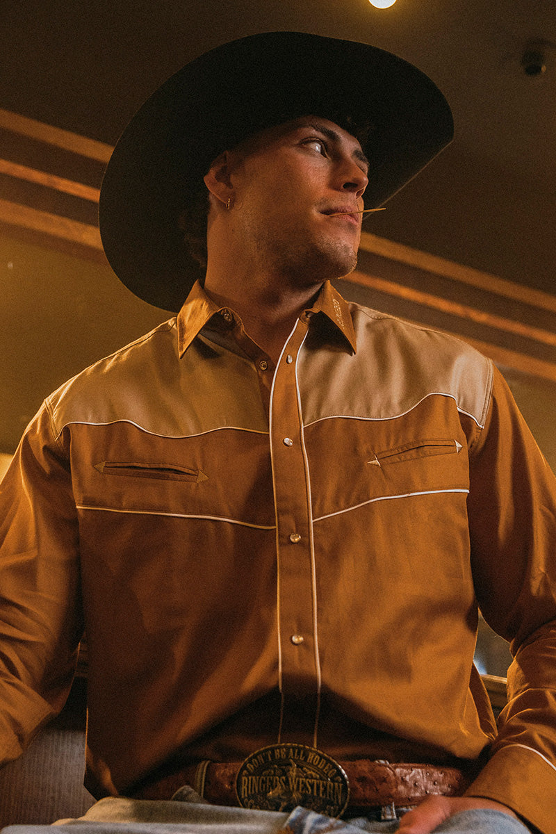 McGraw Mens Western Shirt - Toffee/Dark Sand