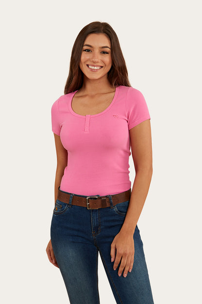 Arabella Womens Scoop Neck Baby Tee - Pink