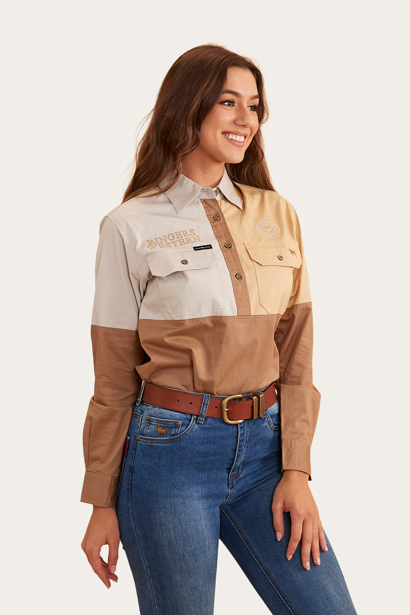 Aramac Womens Half Button Work Shirt - Clay