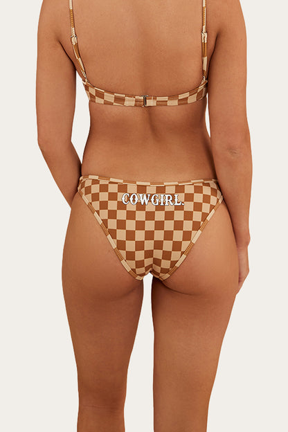 Checkers Womens Hi Cut Bikini Bottom - Toffee