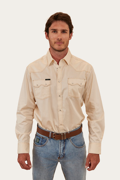 Mapleton Mens Western Shirt - Off White