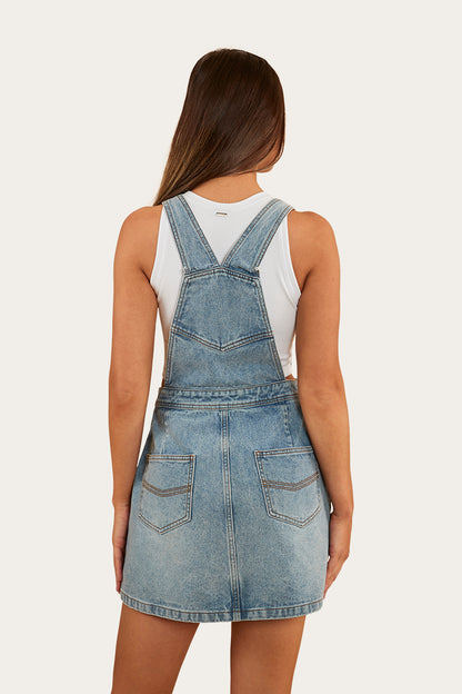 Dream Days Womens Pinafore - Light Wash Blue