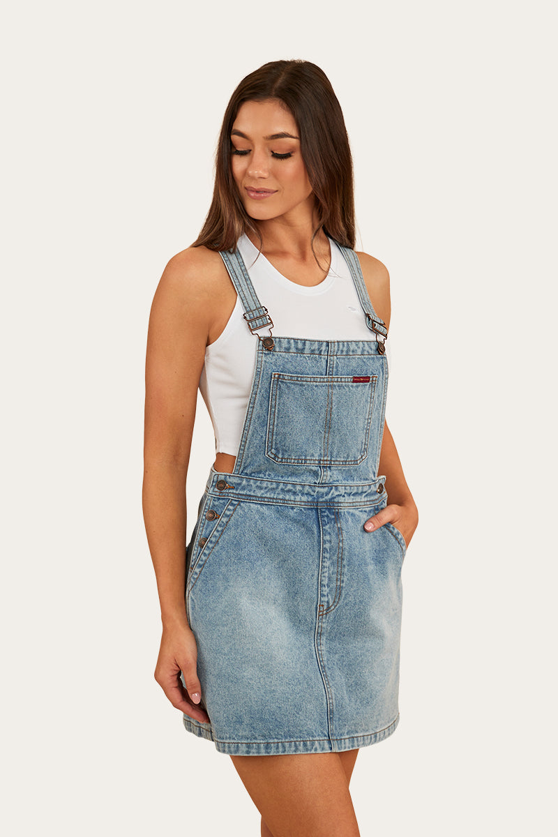 Dream Days Womens Pinafore - Light Wash Blue