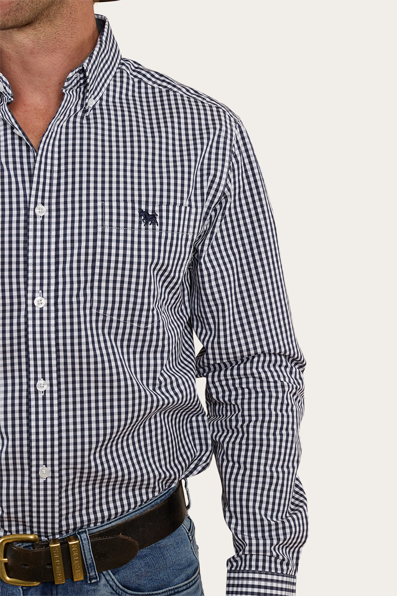 Davidson Mens Gingham Dress Shirt - Navy