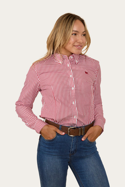 Birdsville Womens Semi Fitted Dress Shirt - Red