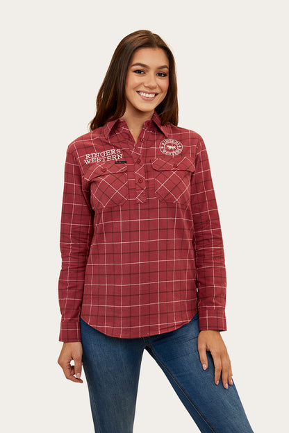 Delaney Womens Half Button Flannel - Cedar