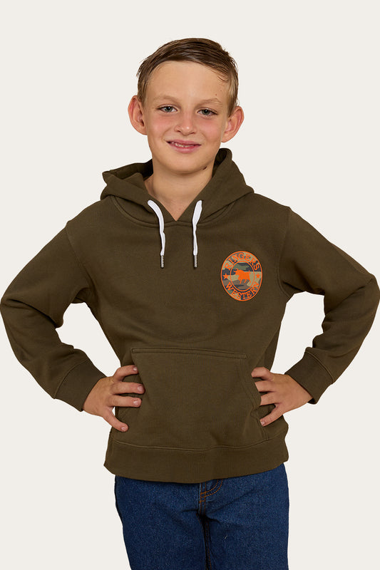 Signature Bull Kids Pullover Hoodie - Military Green/Camo