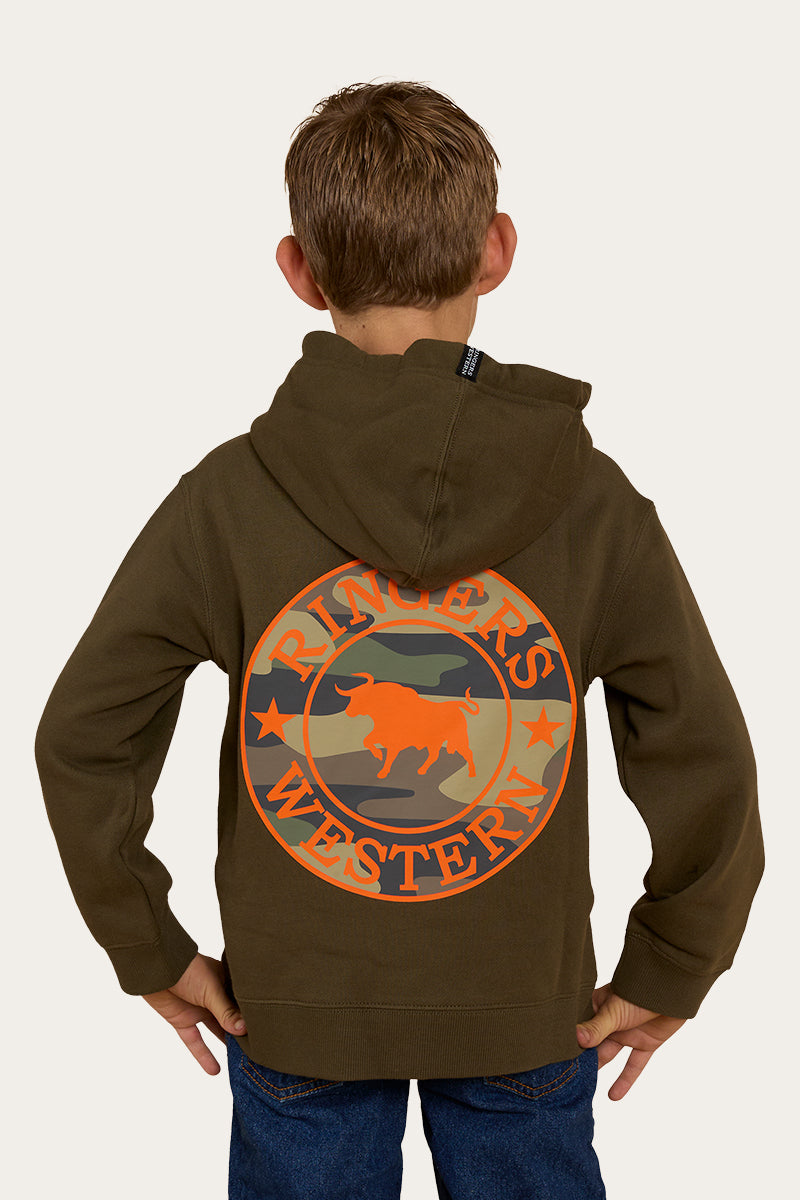 Signature Bull Kids Pullover Hoodie - Military Green/Camo