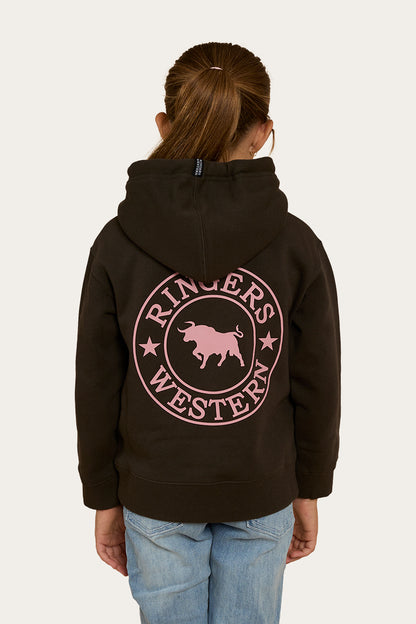 Signature Bull Kids Pullover Hoodie - Charcoal/Rosey