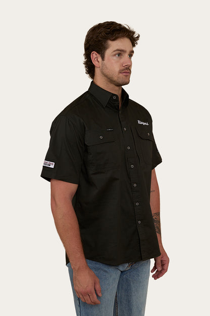 Big Rig Mens Short Sleeve Dress Shirt - Charcoal