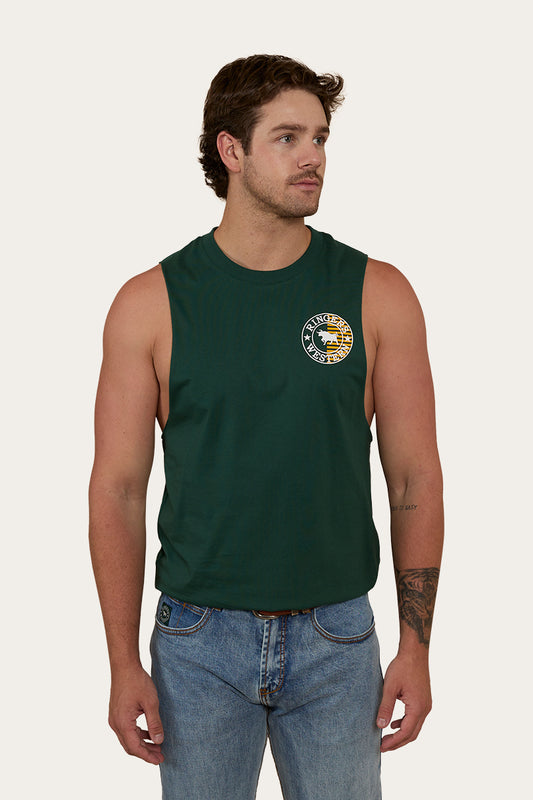 Signature Bull Flag Mens Muscle Tank - Pine