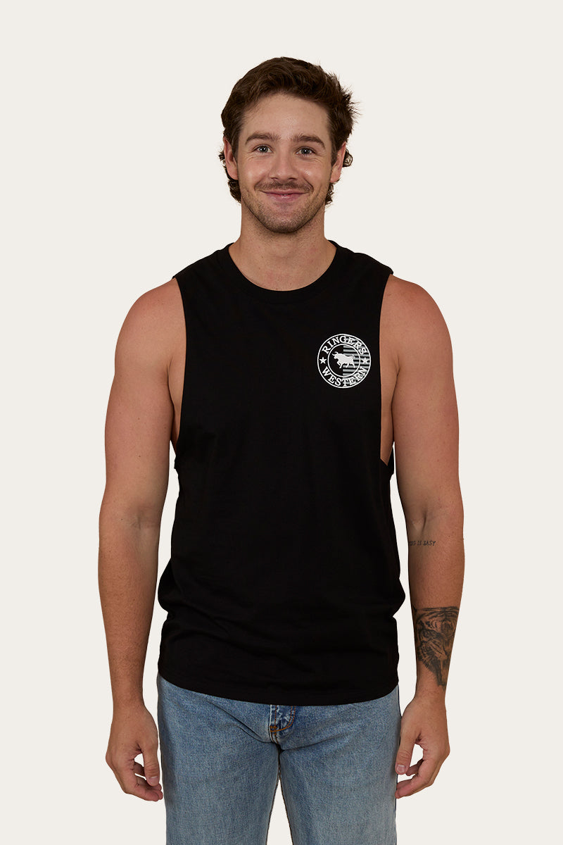 Signature Bull Flag Mens Muscle Tank - Black