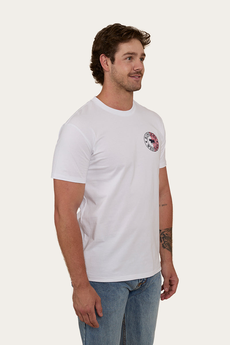 Signature Bull Flag Mens Stock Fit T-Shirt - White