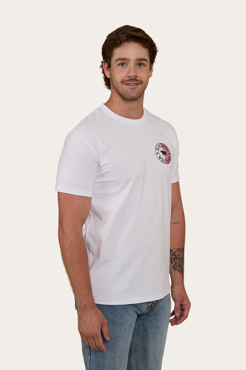 Signature Bull Flag Mens Stock Fit T-Shirt - White