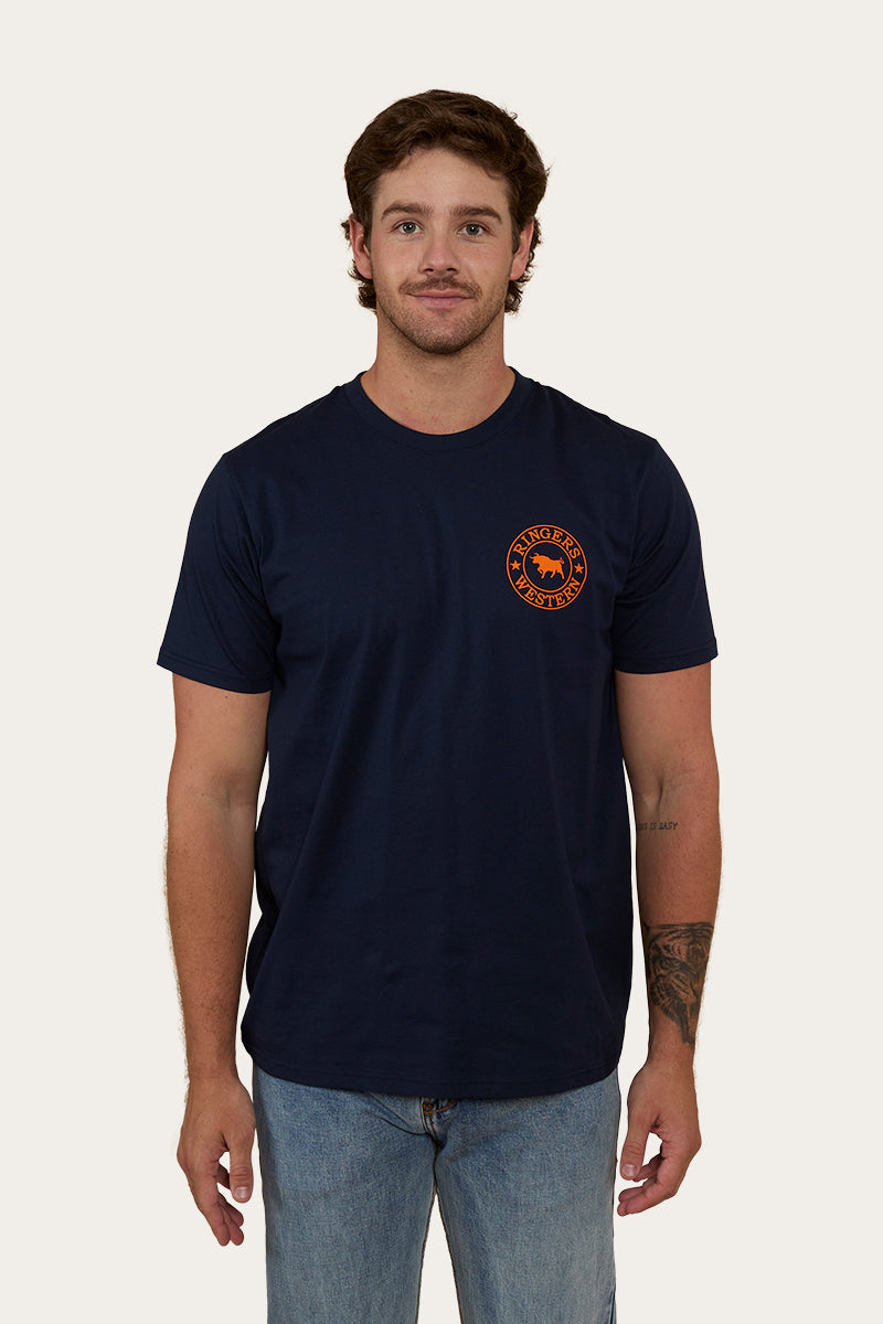 Signature Bull Mens Loose Fit T-Shirt - Navy/Orange