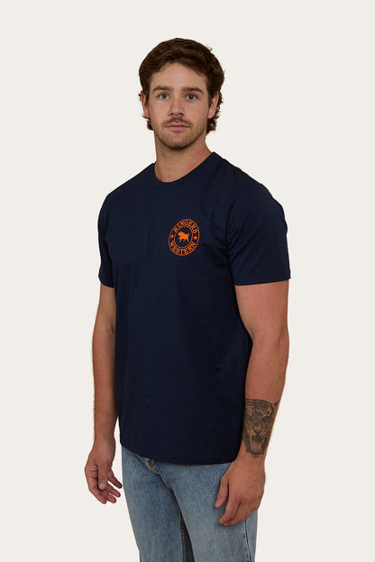 Signature Bull Mens Loose Fit T-Shirt - Navy/Orange