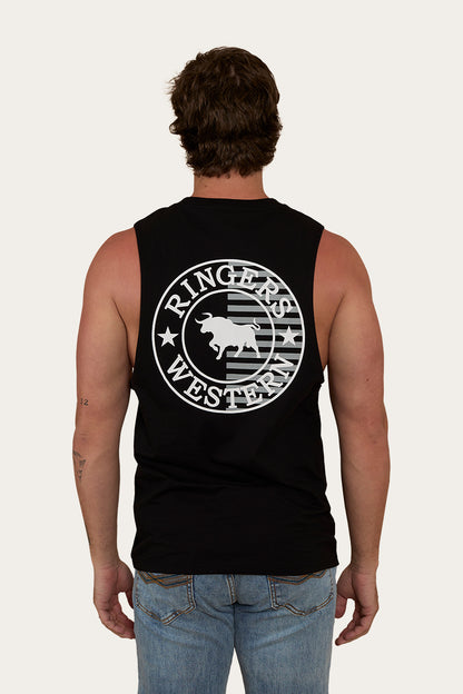 Signature Bull Flag Mens Muscle Tank - Black