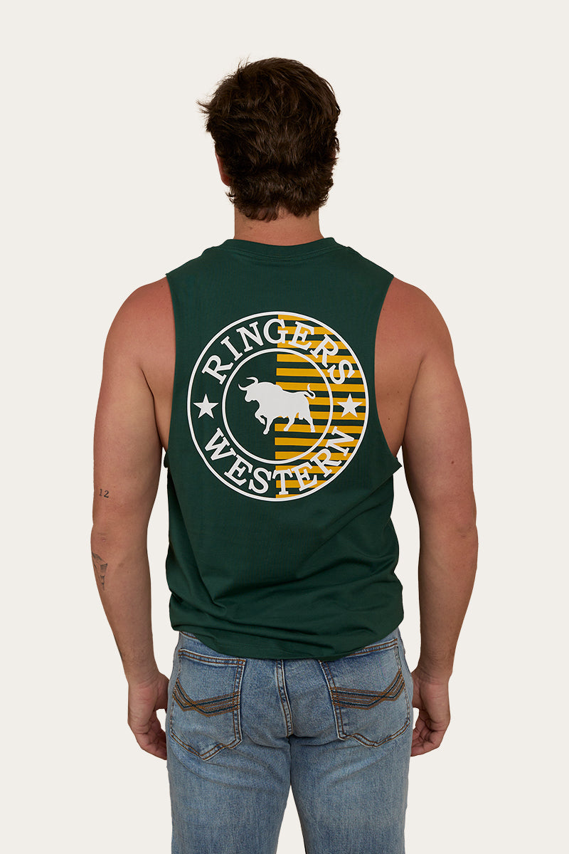 Signature Bull Flag Mens Muscle Tank - Pine