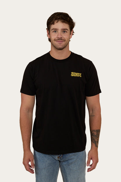 Half Cut Mens Loose Fit T-Shirt - Black