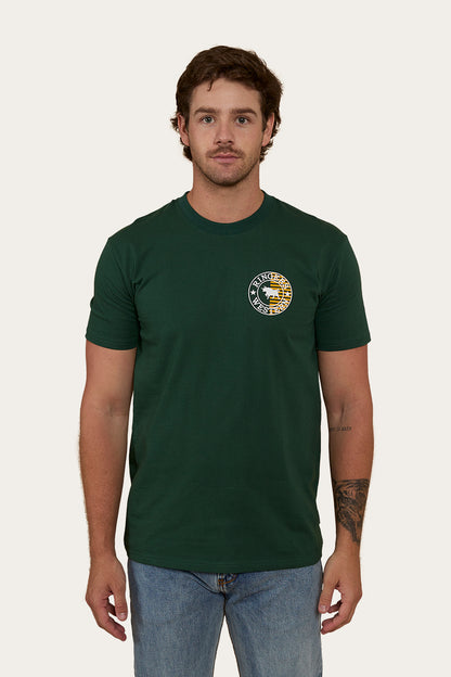 Signature Bull Flag Mens Stock Fit T-Shirt - Pine