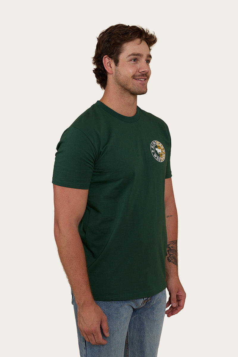 Signature Bull Flag Mens Stock Fit T-Shirt - Pine