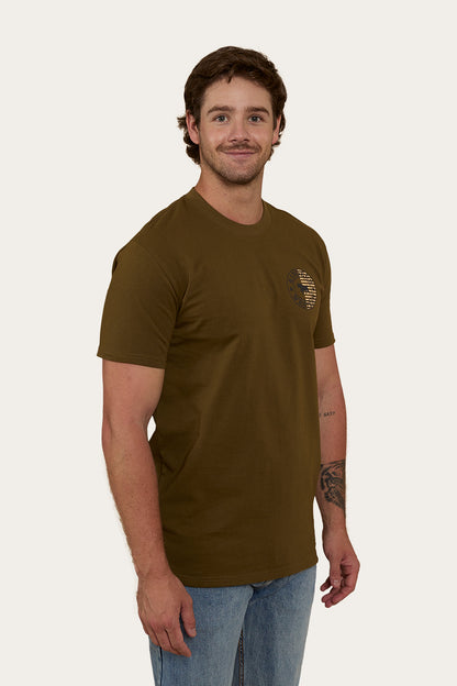 Signature Bull Flag Mens Stock Fit T-Shirt - Military Green