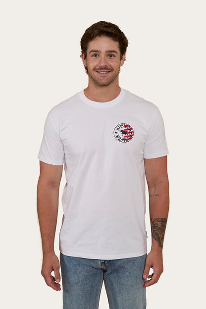 Signature Bull Flag Mens Stock Fit T-Shirt - White