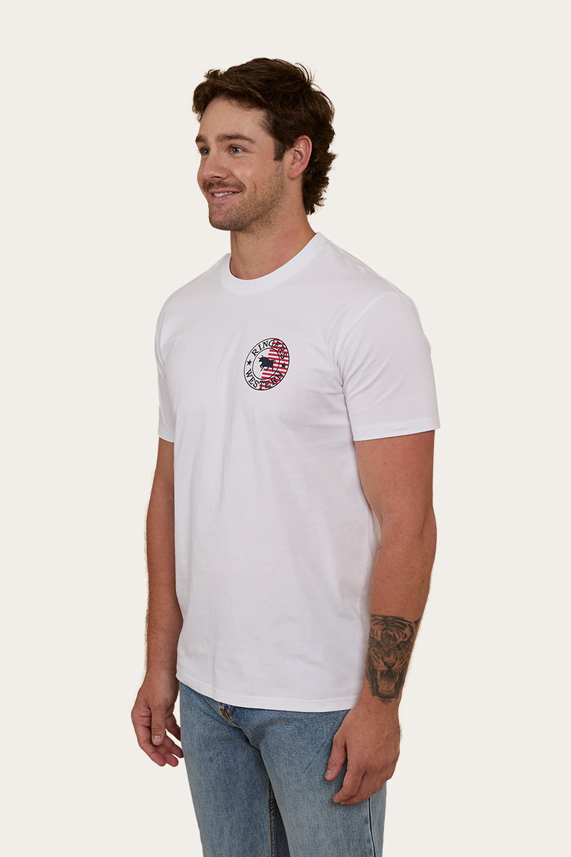 Signature Bull Flag Mens Stock Fit T-Shirt - White