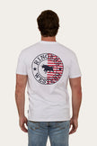 Signature Bull Flag Mens Stock Fit T-Shirt - White