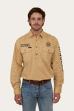 Hawkeye Mens Half Button Work Shirt - Dark Sand