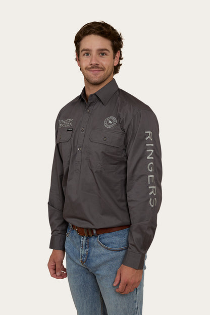 Hawkeye Mens Half Button Work Shirt - Magnum/Ultimate Grey