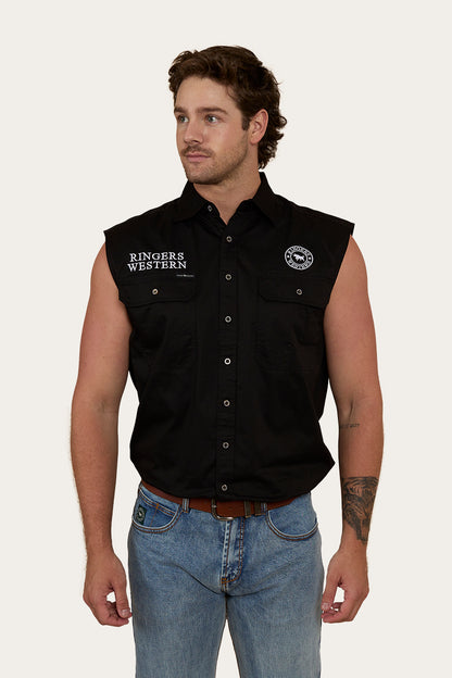 Hawkeye Flag Mens Sleeveless Work Shirt - Black