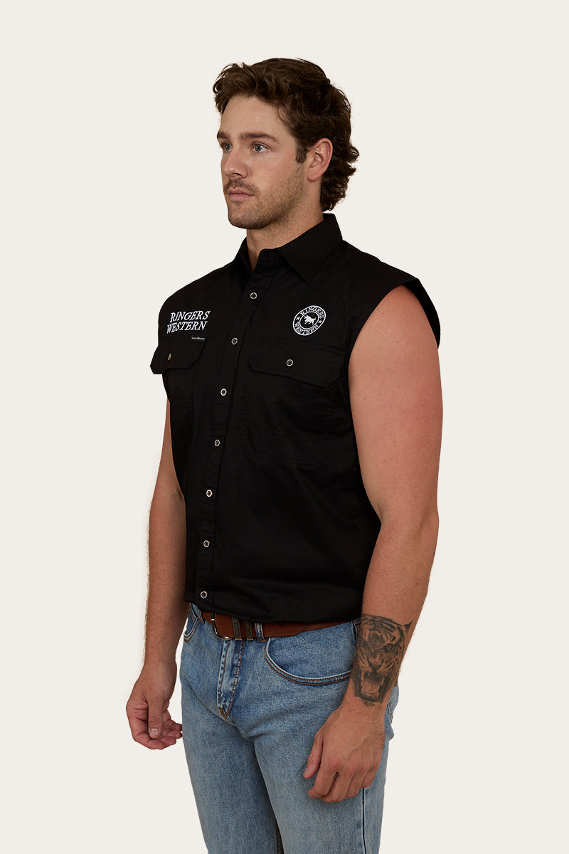 Hawkeye Flag Mens Sleeveless Work Shirt - Black