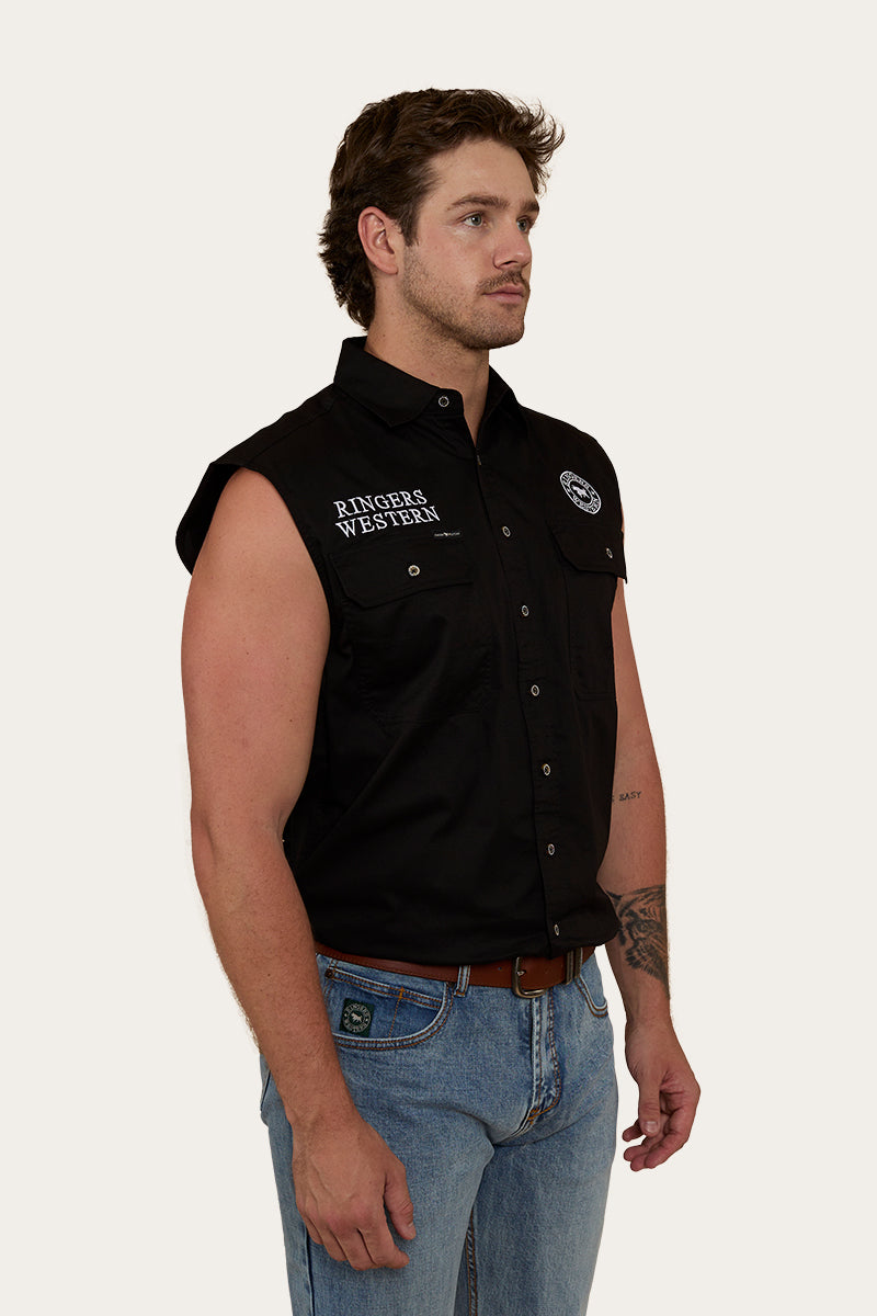 Hawkeye Flag Mens Sleeveless Work Shirt - Black