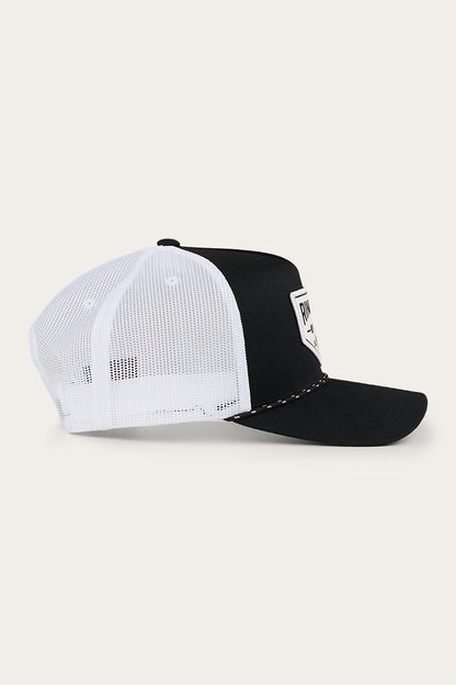 Garage Trucker Cap - Black with White Print