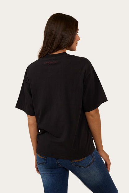 Cowboys Only Womens Oversized T-Shirt -Washed Black