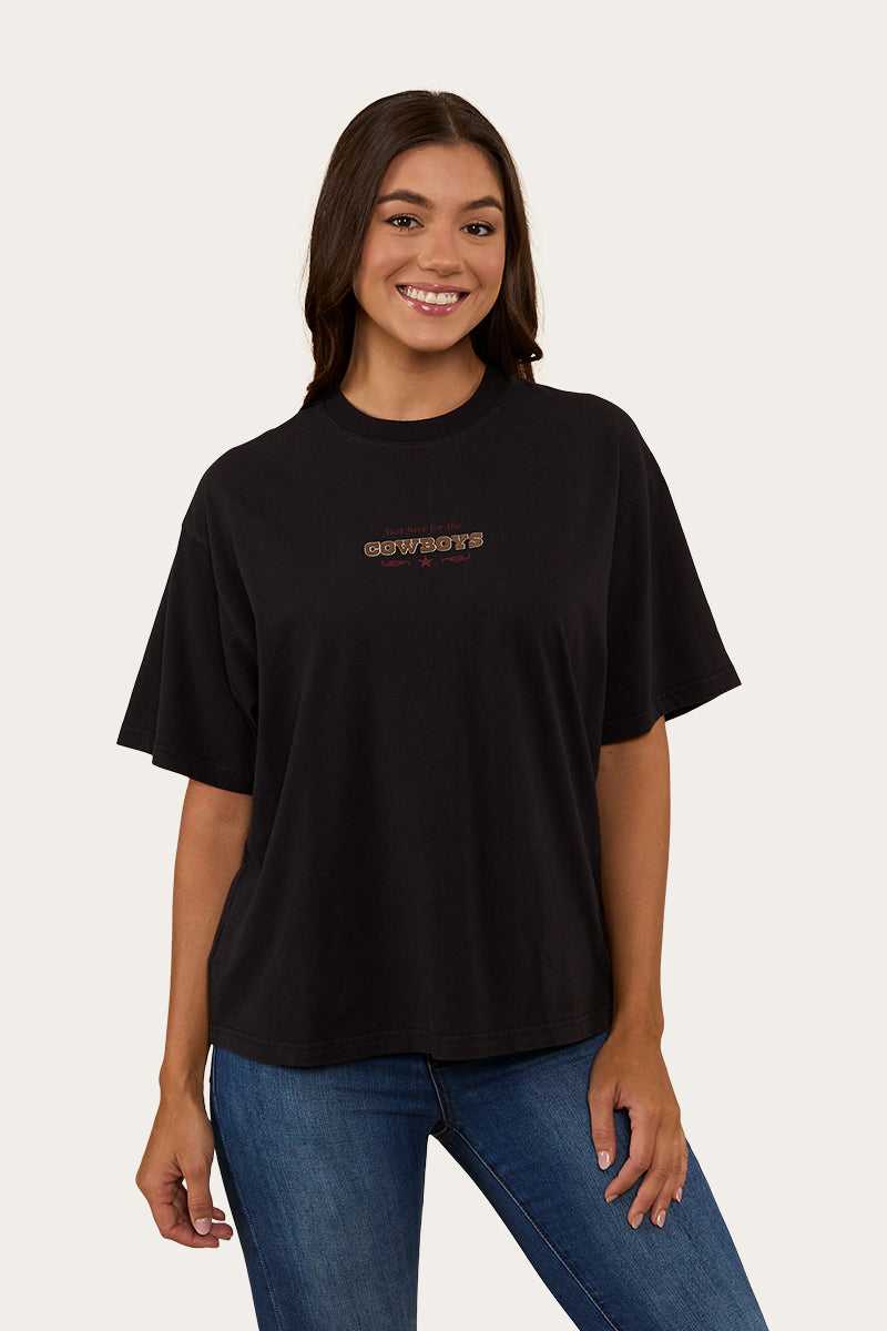 Cowboys Only Womens Oversized T-Shirt -Washed Black