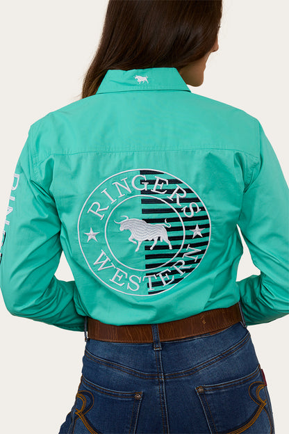 Signature Jillaroo Flag Womens Full Button Work Shirt - Mint