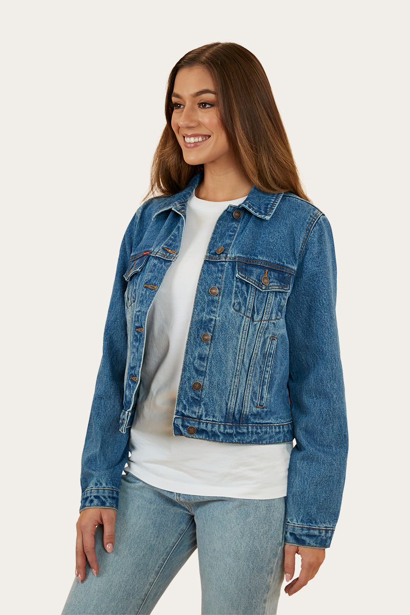 Scarlett Womens Denim Jacket - Mid Wash Blue