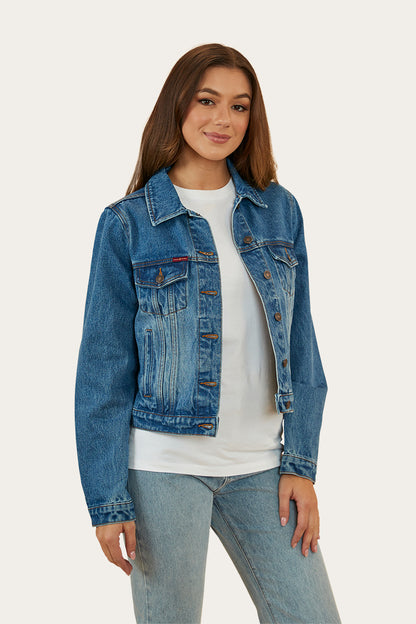 Scarlett Womens Denim Jacket - Mid Wash Blue