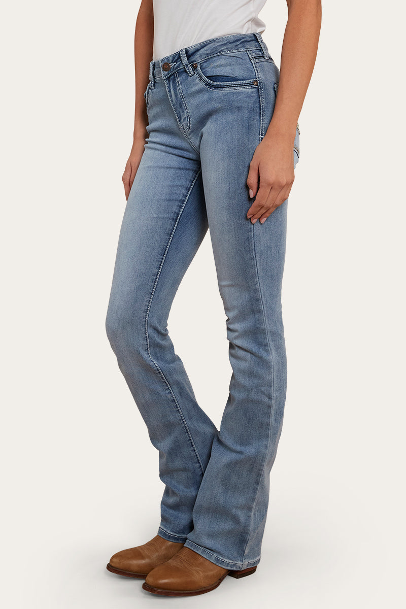 Caroline Rodeo Womens Mid-Rise Bootleg Jeans - Light Blue