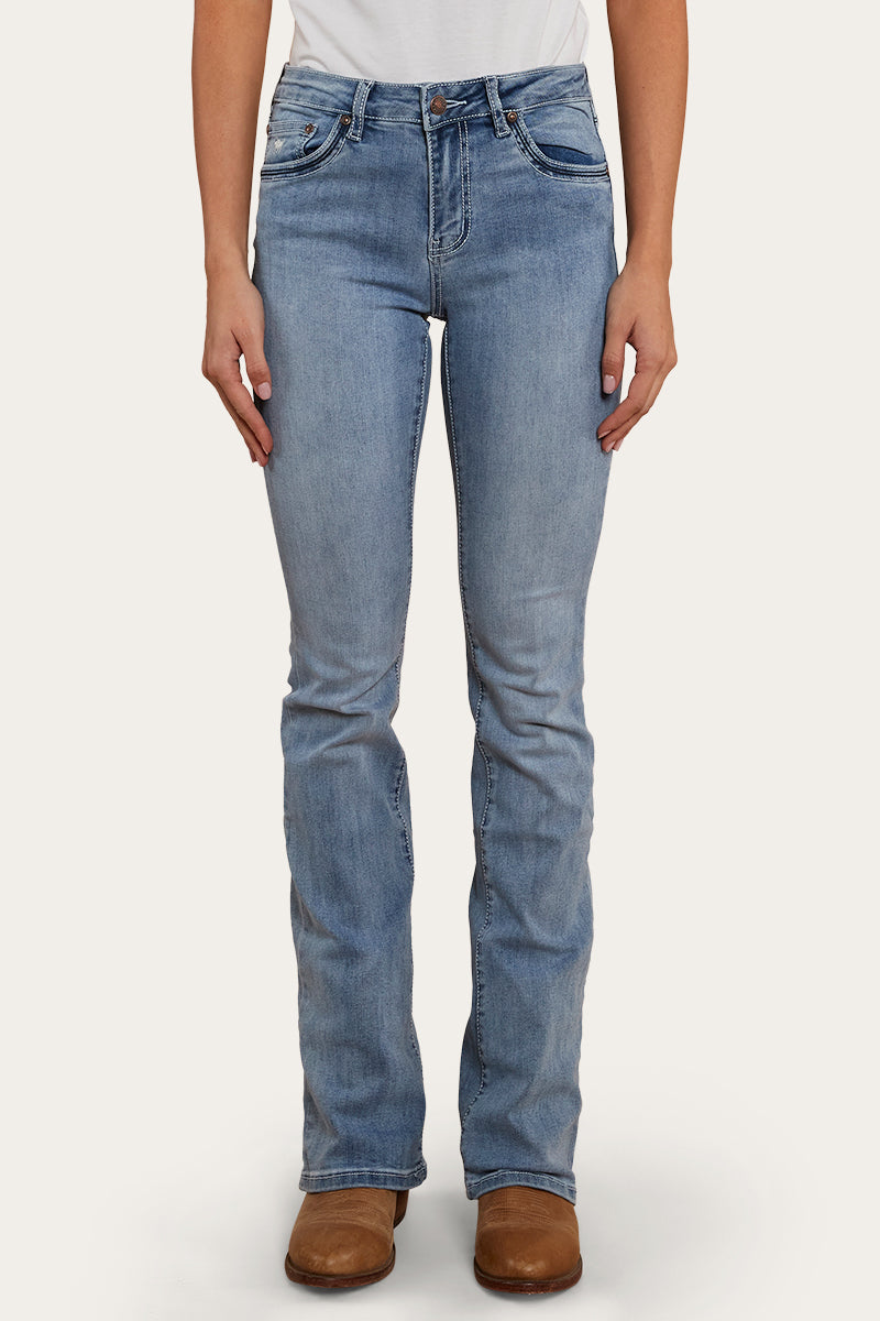 Caroline Rodeo Womens Mid-Rise Bootleg Jeans - Light Blue