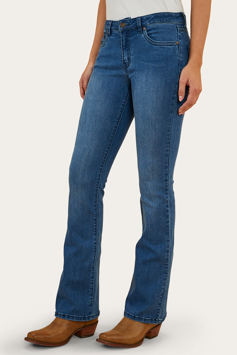 Caroline Rodeo Womens Mid-Rise Bootleg Jeans - Vintage Blue Wash