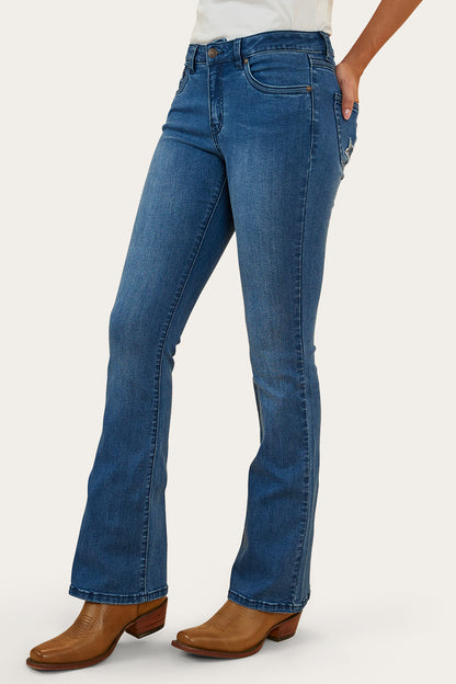 Caroline Rodeo Womens Mid-Rise Bootleg Jeans - Vintage Blue Wash