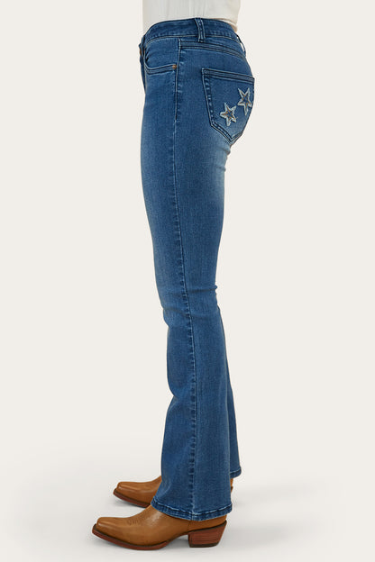 Caroline Rodeo Womens Mid-Rise Bootleg Jeans - Vintage Blue Wash