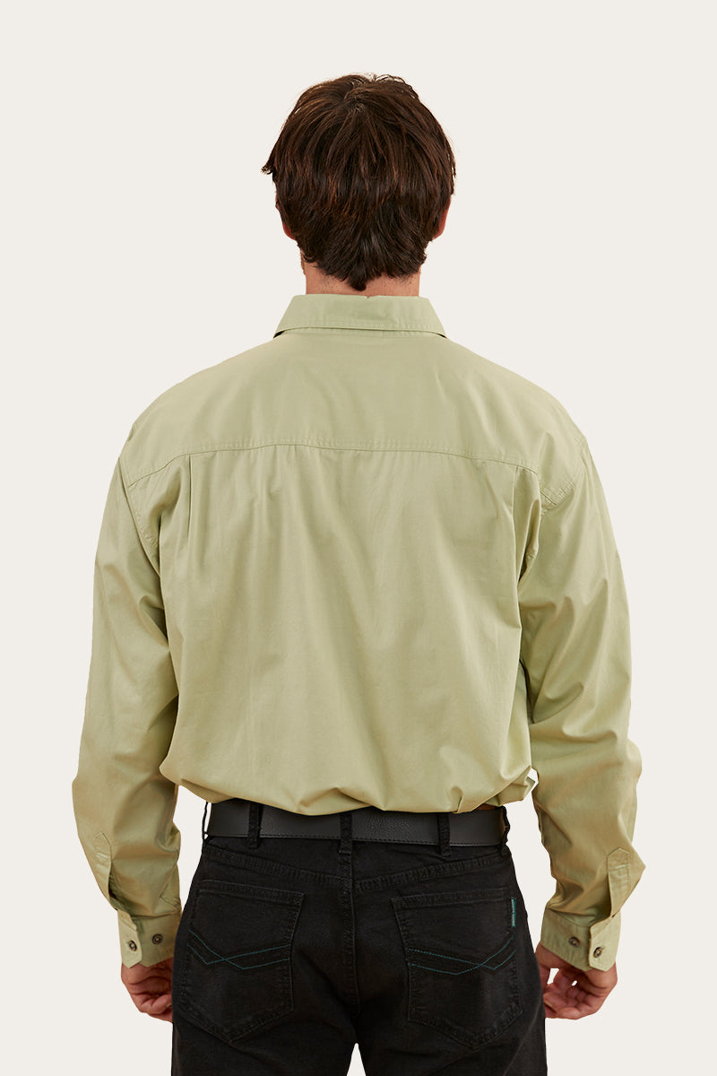 King River Mens Full Button Work Shirt - Pale Olive