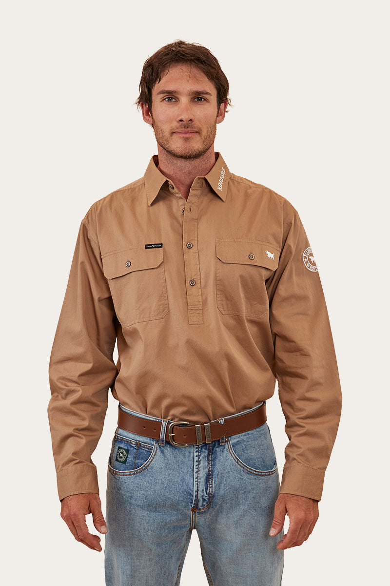 Kreiger Mens Half Button Work Shirt - Clay