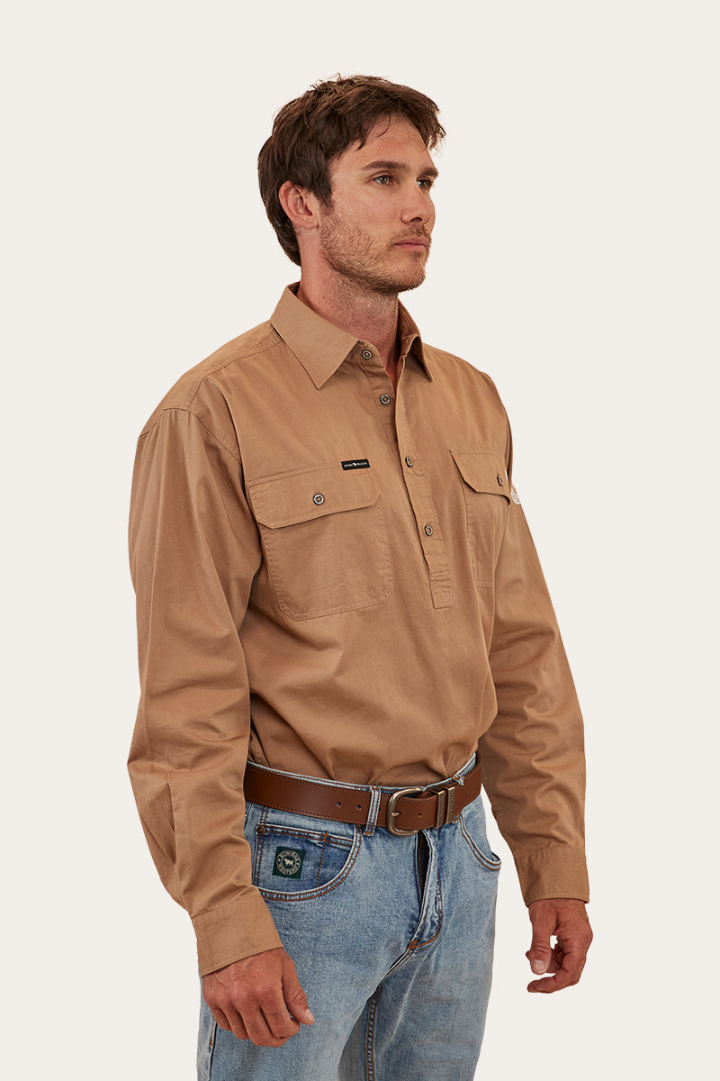 Kreiger Mens Half Button Work Shirt - Clay