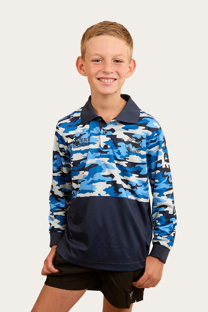 Halls Creek Kids Fishing Jersey - Blue Camo